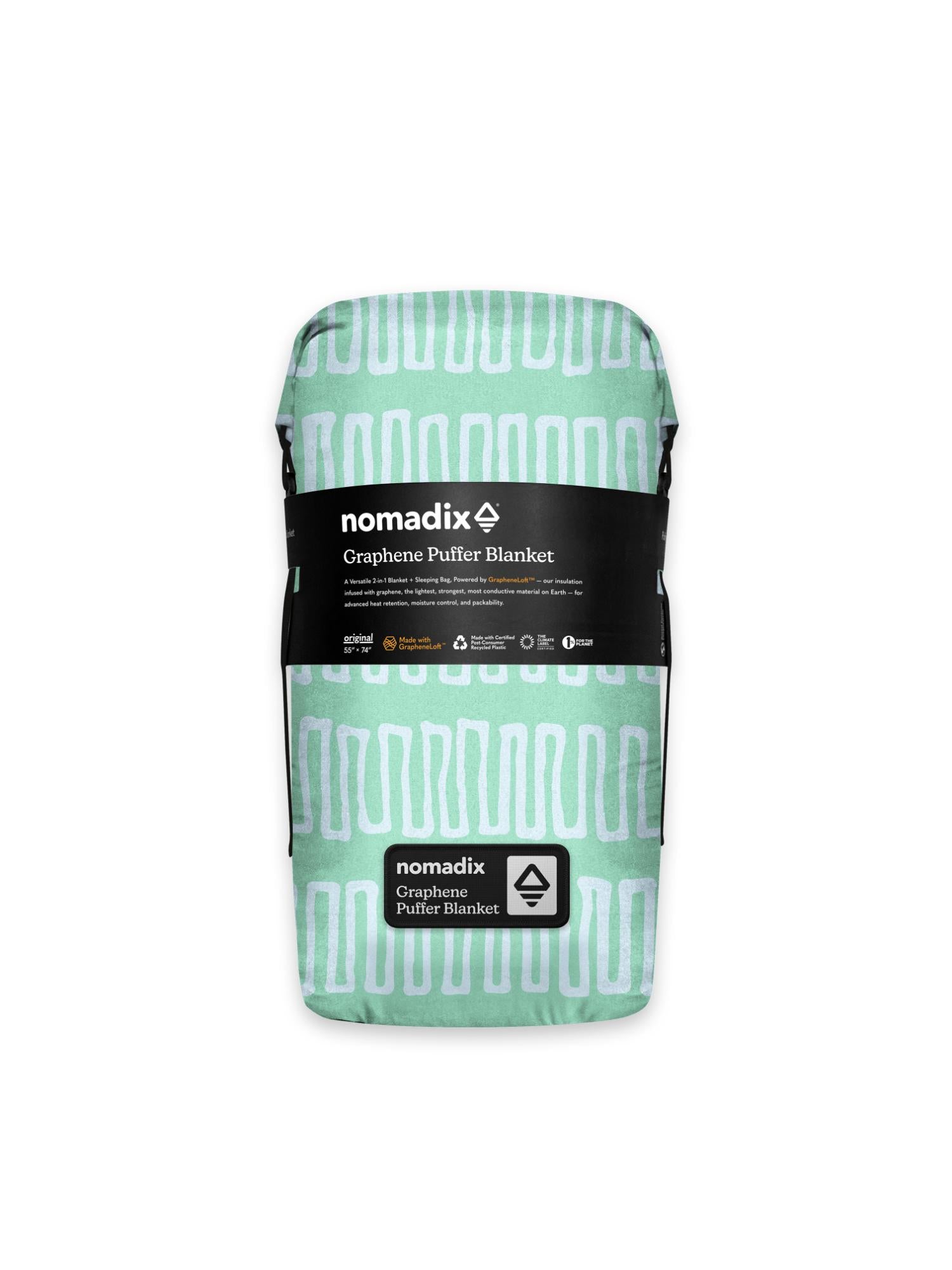 Graphene Puffer Blanket: Switchback Seafoam Green