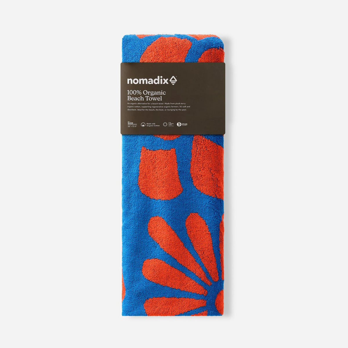 Serviette de plage biologique : Big Flowers Stellar Orange