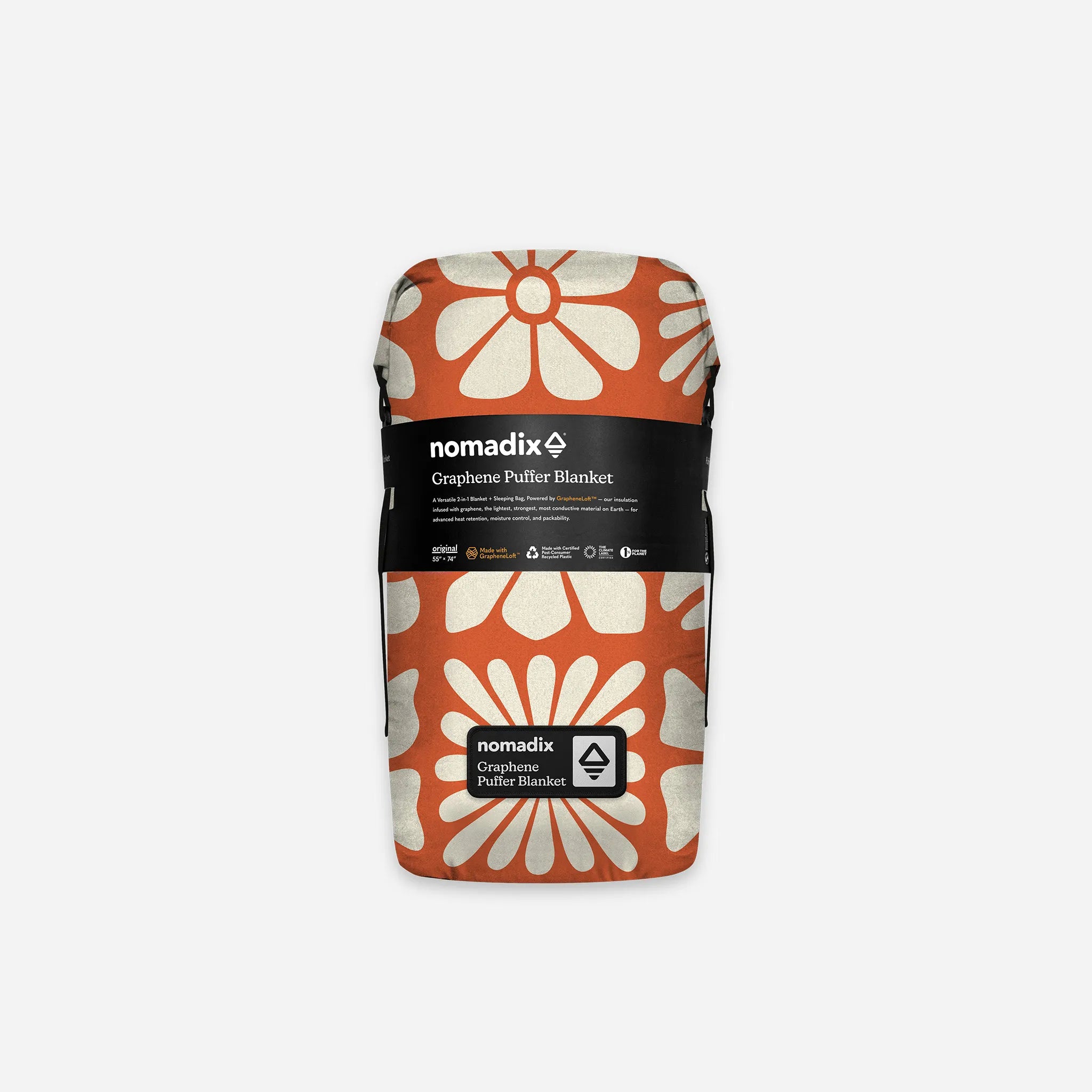 Graphene Puffer Blanket: Big Flowers Expedition Orange