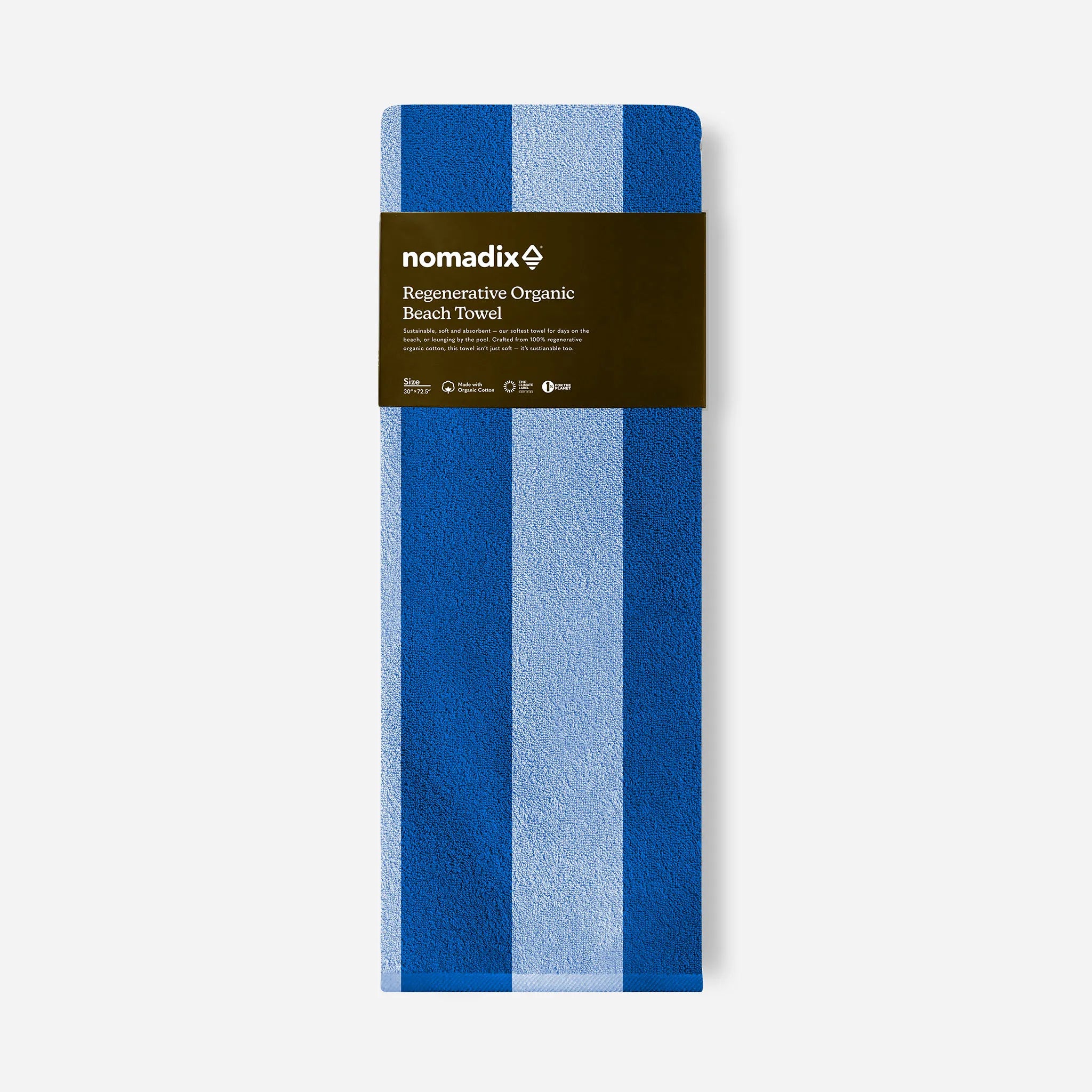 Organic Beach Towel: Cabana Stripe Coastal Blue