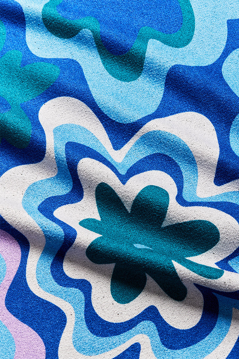 Original Towel: Groovy Flowers Blue Green